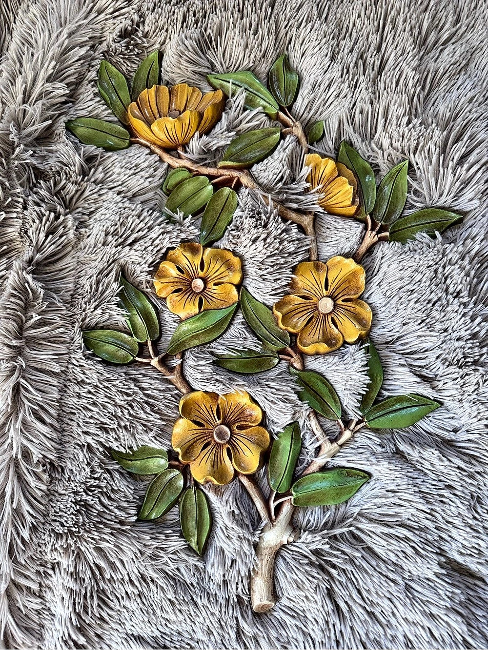 VINTAGE MCM FLOWER BRANCH WALL DECOR